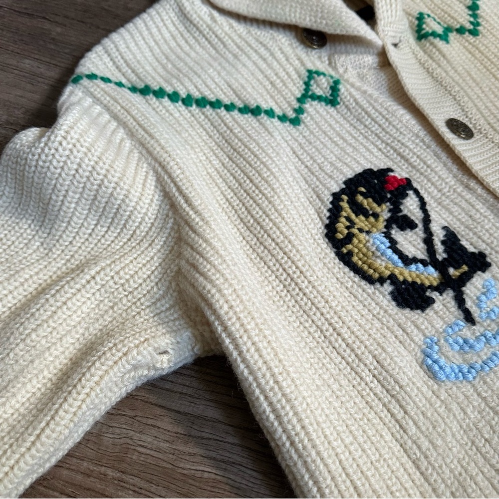 1960’s Tundra Virgin Wool Knit Cardigan fish cozy cabin aesthetic - Picture 7 of 9